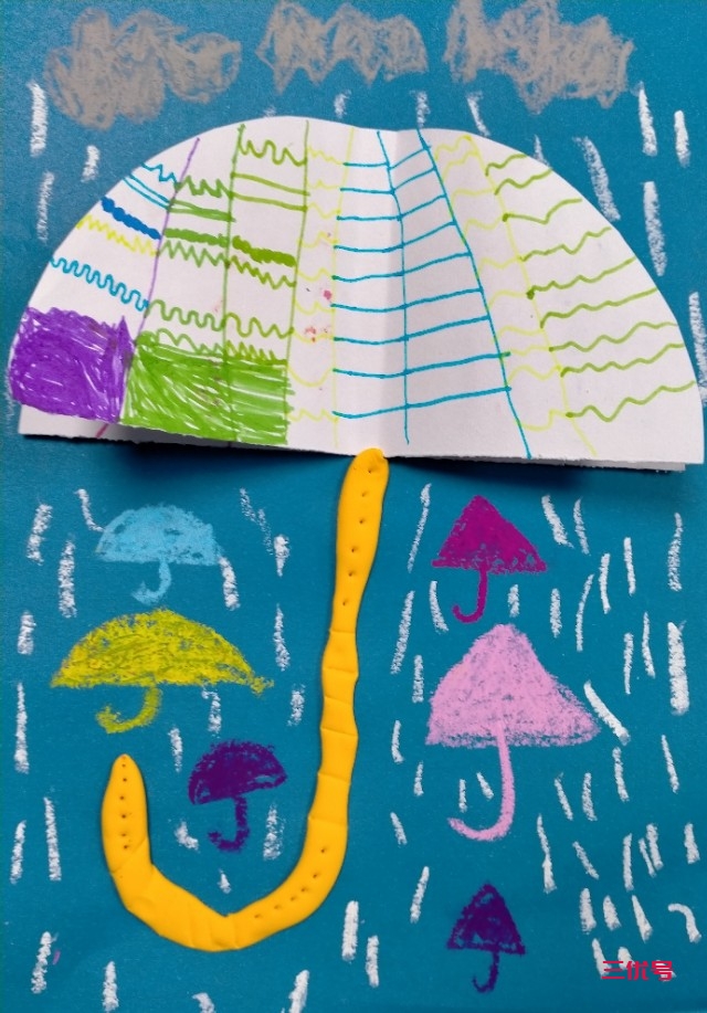 4～5岁创意绘画《雨伞》学生作品分享
